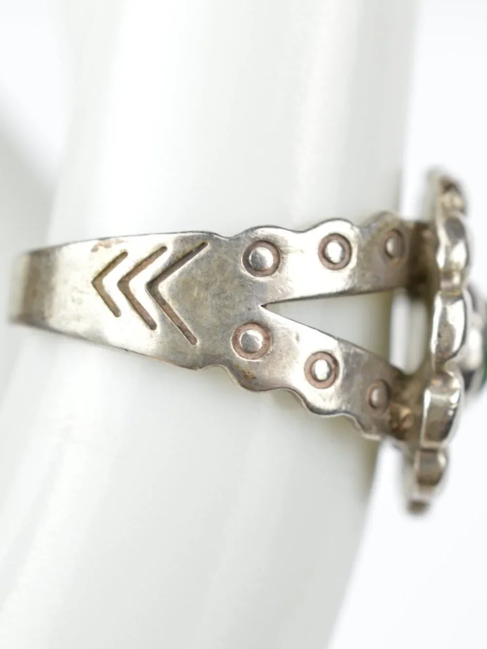 Vintage Sterling Silver Green Turquoise Flower Ring Size 5.25 Southwestern